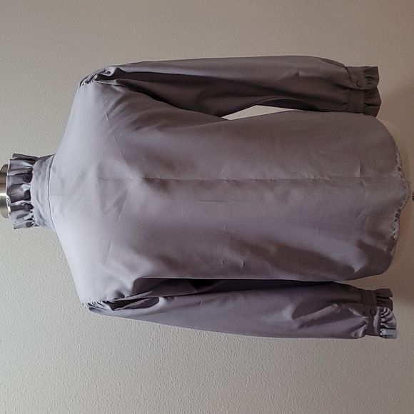 VICTORIAN ROMANTIC VINTAGE FEMININE COTTAGECORE BUTTON DOWN LAVENDER BLOUSE TOP - Picture 9 of 16